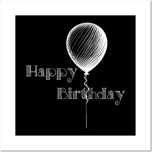 Happy Birthday (Classic) with White Lettering Posters and Art